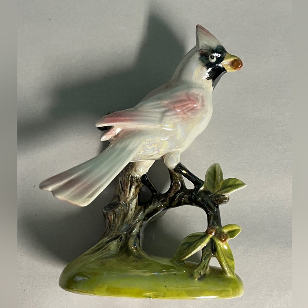 Norcrest Iridescent Ceramic Pink Bird Tree Branch Vintage Retro Kitsch 60s